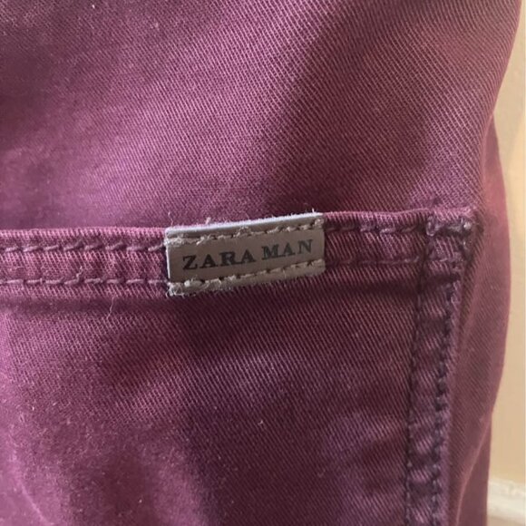 Zara Man chino pants with belt 30, pantalon avec ceinture. Purple mauve - Picture 2 of 4